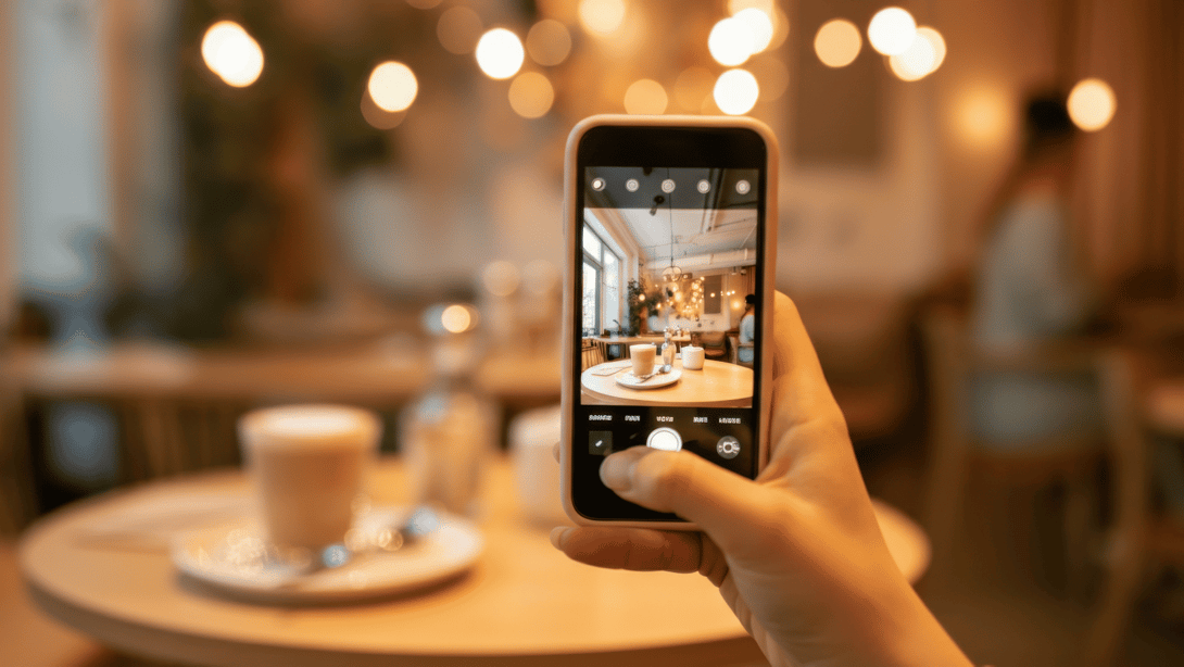 taking a photo at a coffee shop