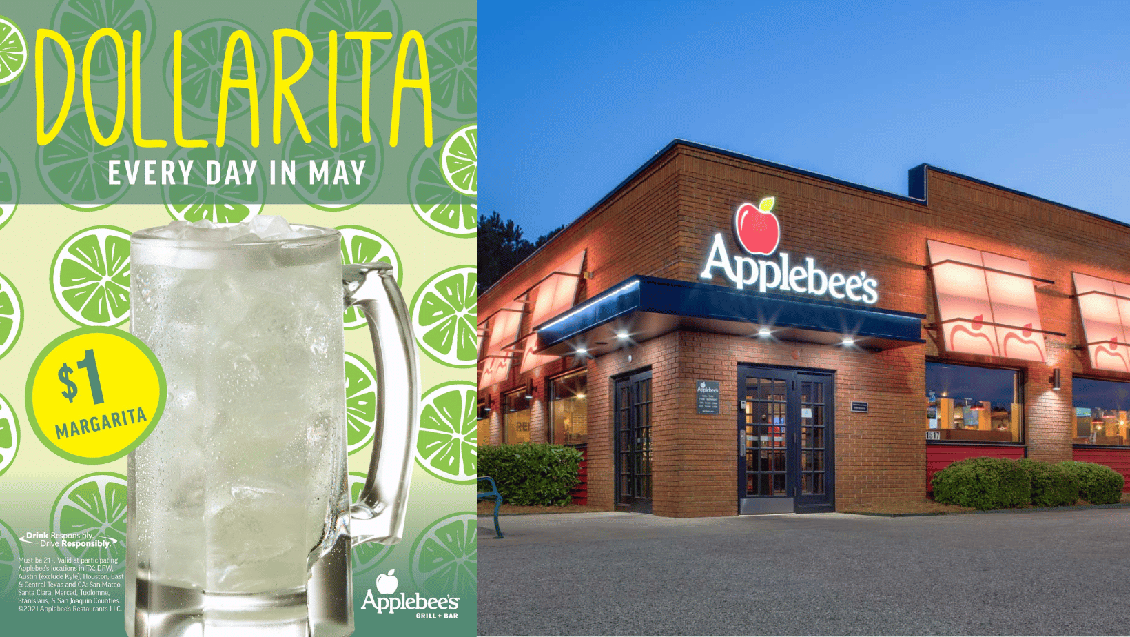 Applebee's happy hour promotion and shopfront