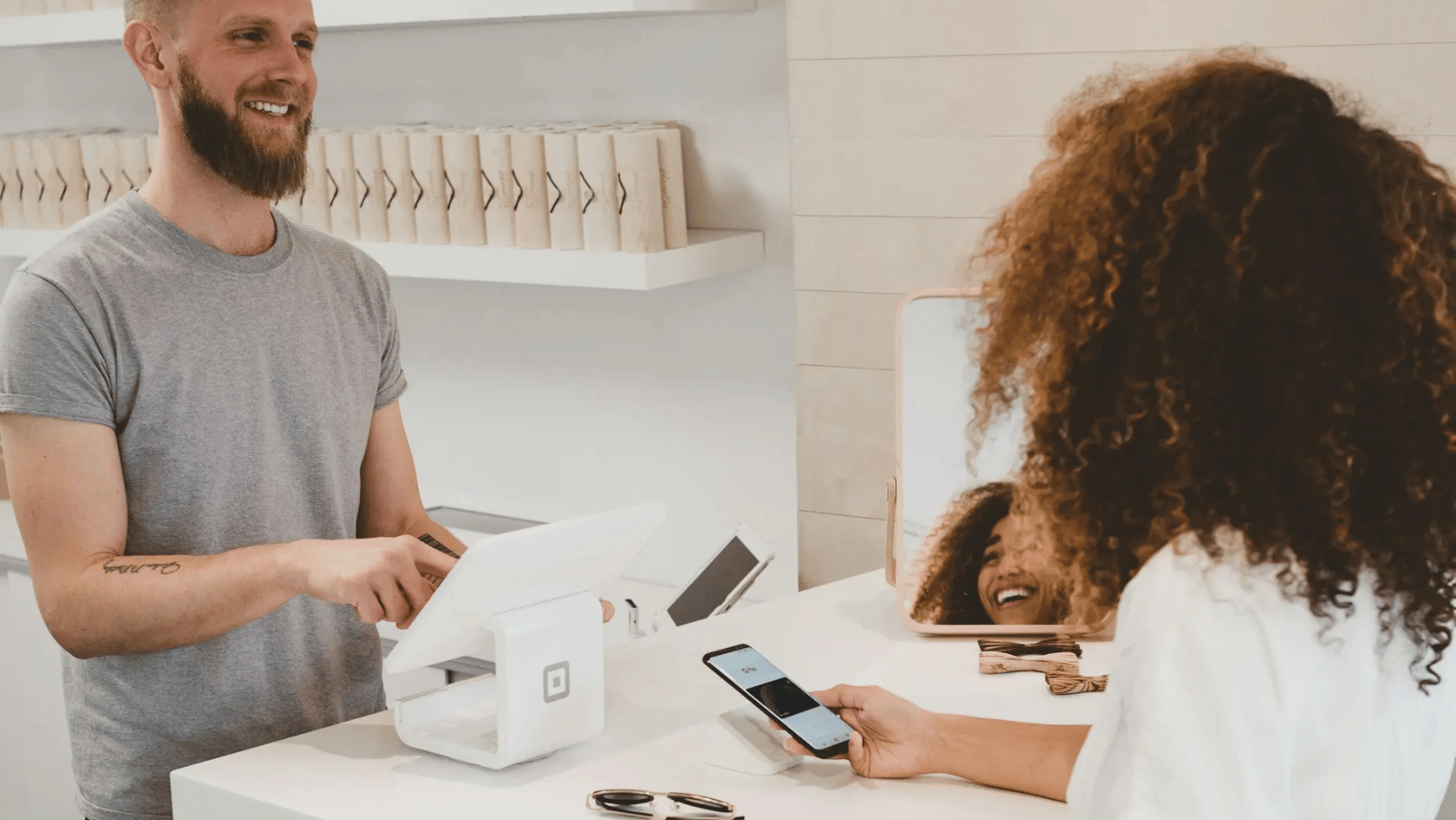 checking out using a square POS