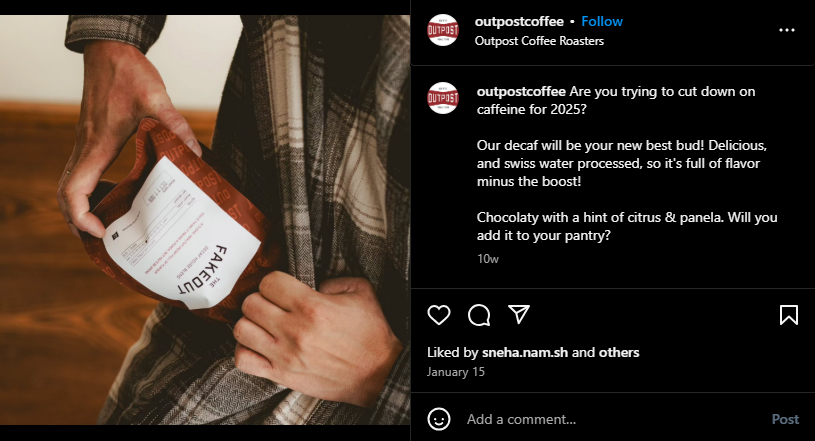 Outpost-Coffee instagram caption