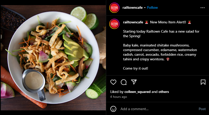 Railtown-Cafe instagram caption